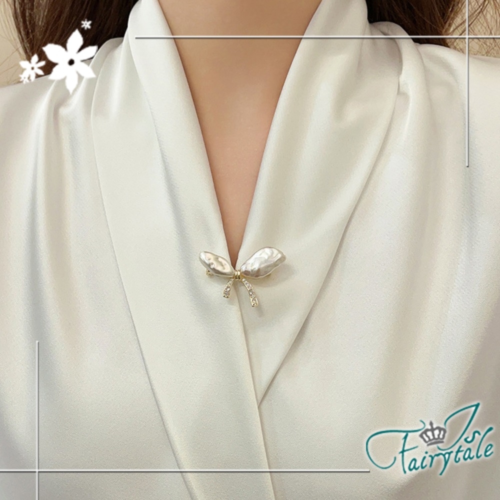 伊飾童話雅緻光影珍珠蝴蝶結胸別針女士衣服防走光別針| 吊飾/別針| Yahoo購物中心