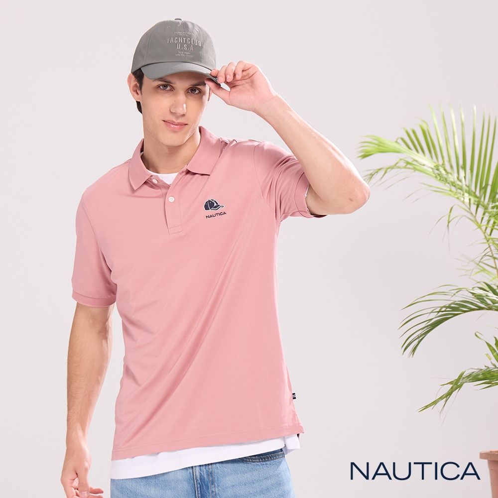 Nautica 官方旗艦 男裝 蠶絲纖維棒球帽貼布繡短袖POLO衫-粉色
