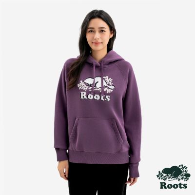 Roots女裝- WINTER BEAVER 連帽上衣-紫紅
