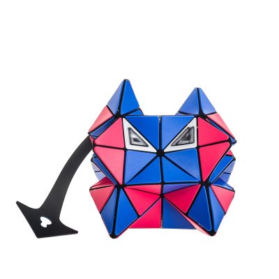 ISSEY MIYAKE 三宅一生 BAOBAO MEOW系列三角格撞色貓咪折疊變形手提包 (BLUE×RED)