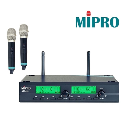 【MIPRO】ACT-216 UHF 類比雙頻道接收機(搭配2支手握式無線麥克風)