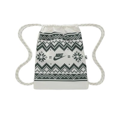 Nike Nk Heritge Drawstrng-Fair Isle 後背包 白綠色 抽繩 束口 FZ7287-133