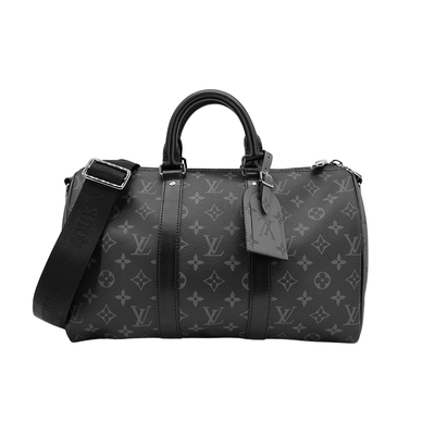 LOUIS VUITTON路易威登 Louis Vuitton Keepall 35 帆布手提斜背波士頓包(M46655-黑)