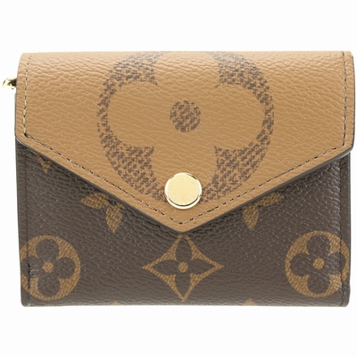 LOUIS VUITTON路易威登 Louis Vuitton LV路易威登 M80725 Zoé Monogram 老花拼接三折釦式短夾(咖駝色)