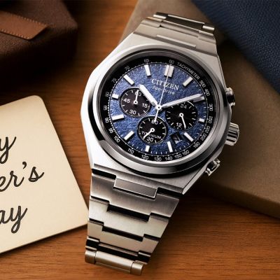 CITIZEN 星辰 Zenshin 新鈦度 限量 超級鈦 光動能復古三眼計時手錶 雙11買買節 送禮首選-銀x藍 CA4610-85L