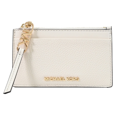 MICHAEL KORS EMPIRE 金屬LOGO卡片零錢包(米白)