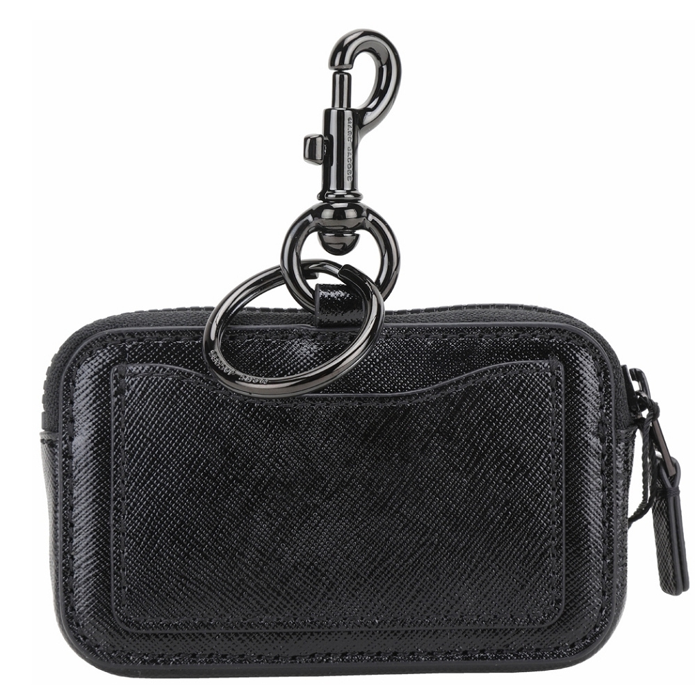 【未使用品】MARC JACOBS The Nano Snapshot MARC JACOBS Nano Snapshot Charm 防刮牛皮萬用吊飾零錢/鑰匙包(黑色
