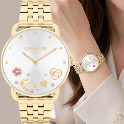 COACH Elliot 愛心C字山茶花女錶 周年慶獻禮 送禮推薦-金/36mm CO14504349