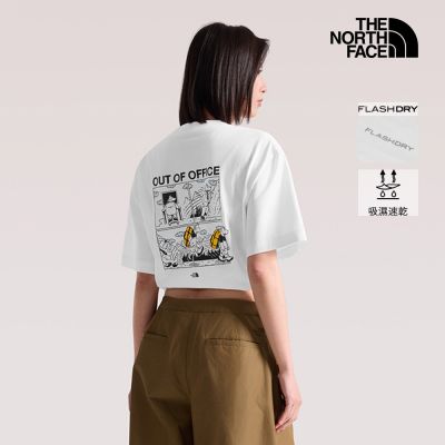 【The North Face 官方旗艦】北面男女款白色FLASHDRY速乾漫畫印花短袖T恤｜8M77LA9
