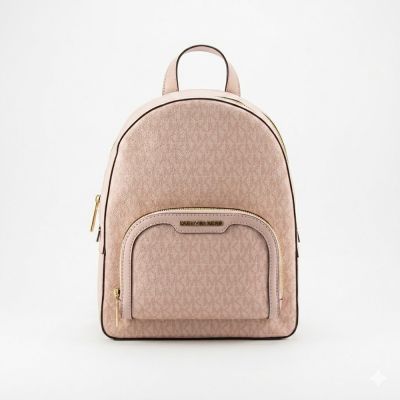 Michael Kors JAYCEE 滿版PVC LOGO、皮革雙層美型後背包35S3G8TB6V(粉)
