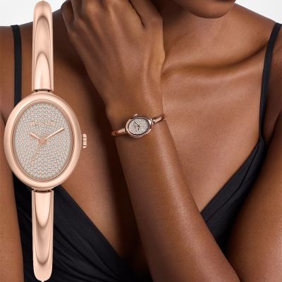 Michael Kors MK Maude 晶鑽橢圓形小錶徑手鐲式女錶 夏日煥新提案 送禮推薦-玫瑰金/21mm MK7594