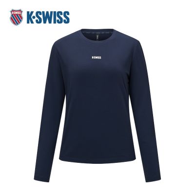 K-SWISS 運動長袖 W SILKY TECH LS TEE 圓領 女款 深藍色 1912109-014