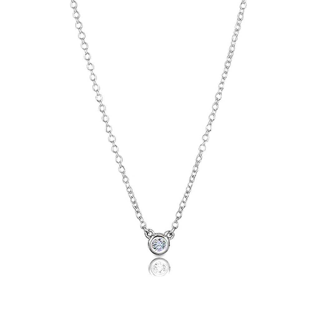 Tiffany&Co. 蒂芙尼0.07克拉圓形鑽石925純銀項鍊| 項鍊| Yahoo