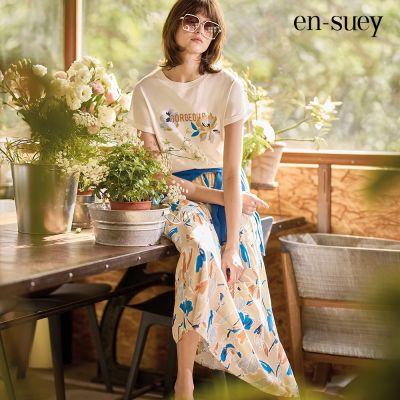 【en-suey 銀穗】飄逸感花卉印花長裙