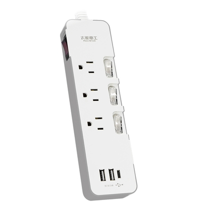 太星電工 速充寶3.4A 3USB 四開三插電腦線3P/6尺(TypeA*2+TypeC*1)  OCVA43306