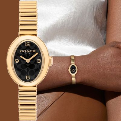 COACH Sammy CC Logo 名模時尚伸縮鍊帶女錶 手錶 寵愛媽媽 送禮推薦-22mm CO14504571
