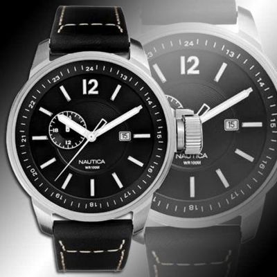 NAUTICA 極簡時尚紳士腕錶-黑-NWA12540-46mm