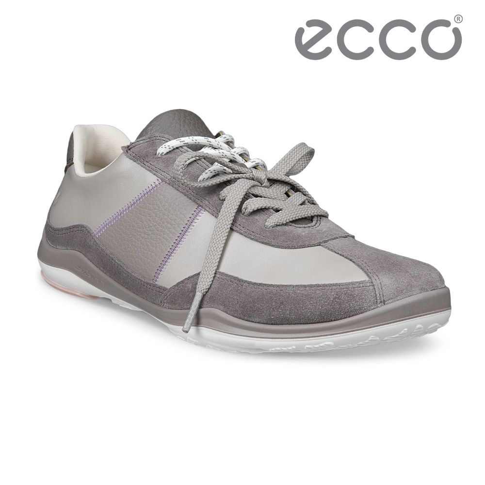 ECCO Biom Lite TR W 健步戶外麂皮拼接低筒皮革運動鞋 女鞋 羽褐色/暖米棕/岩石灰