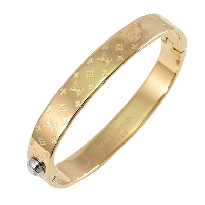 LouisVuitton路易威登 Louis Vuitton路易威登 LV飾品 M00252 Nanogram滿版經典LOGO金屬手環 M號