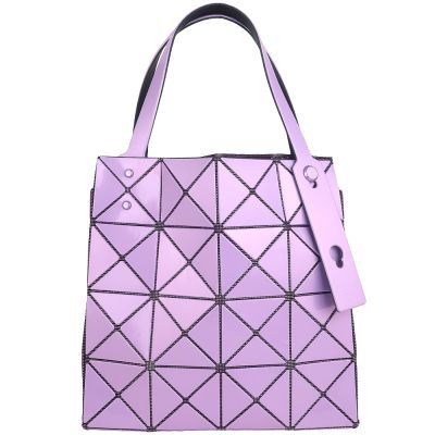 ISSEY MIYAKE 三宅一生 BAOBAO 金屬粉紫色三角格4x4手提/肩背包