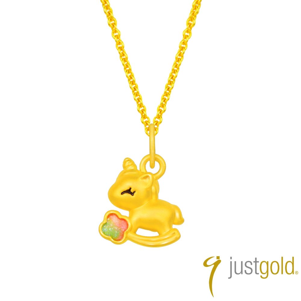 【Just Gold 鎮金店】夢駒精靈-眨眼 黃金吊墜(不含鍊)