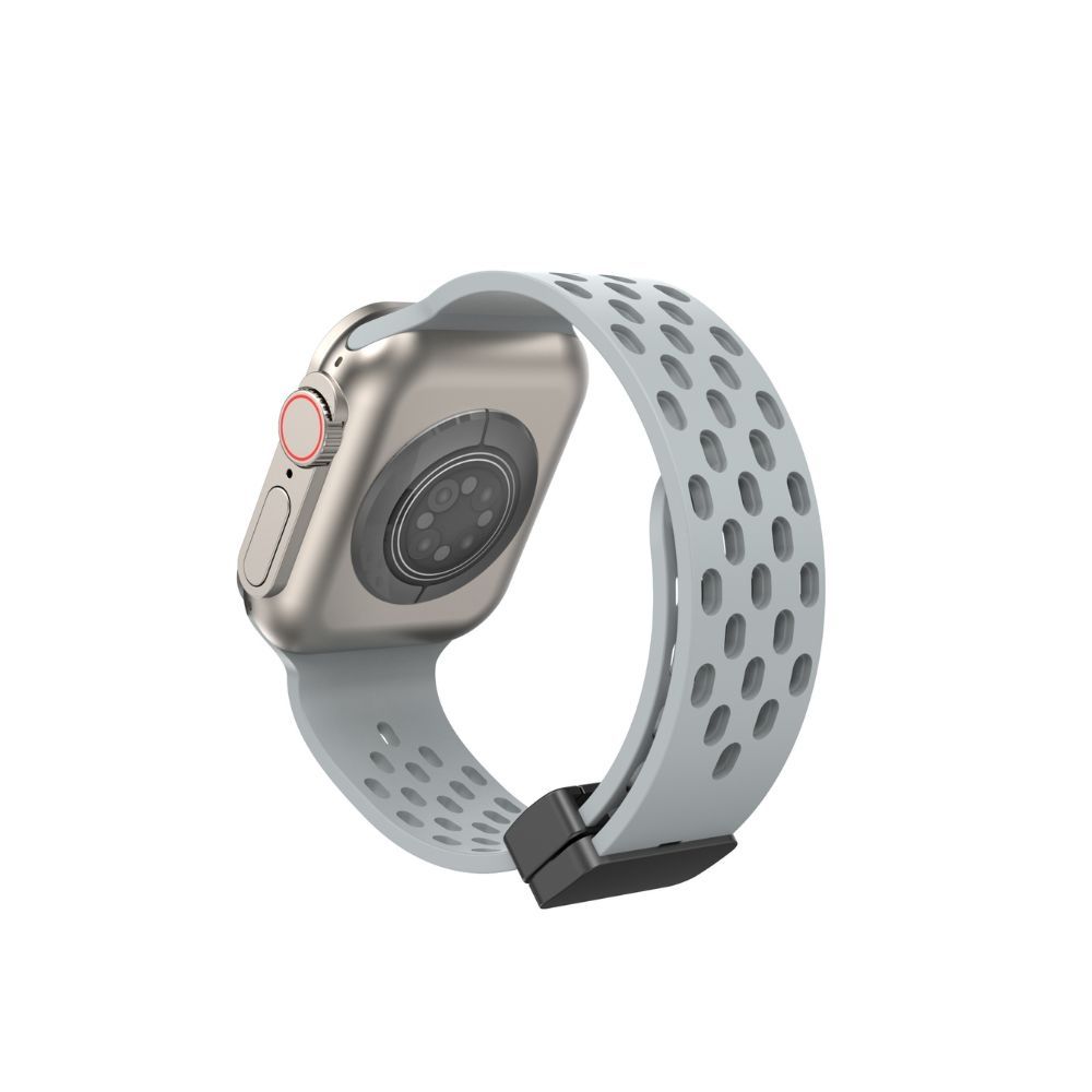 【Phonemo】Apple Watch 磁吸蜂巢錶帶 透氣親膚液態矽膠 潮流多色可選 38-49mm 通用 (雲霧灰)