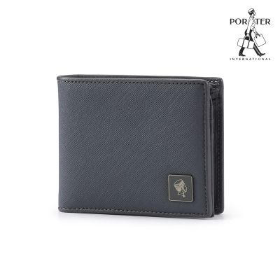 PORTER INTERNATIONAL - 法式精緻BEND真皮雙折零錢短夾 - 沉靜灰