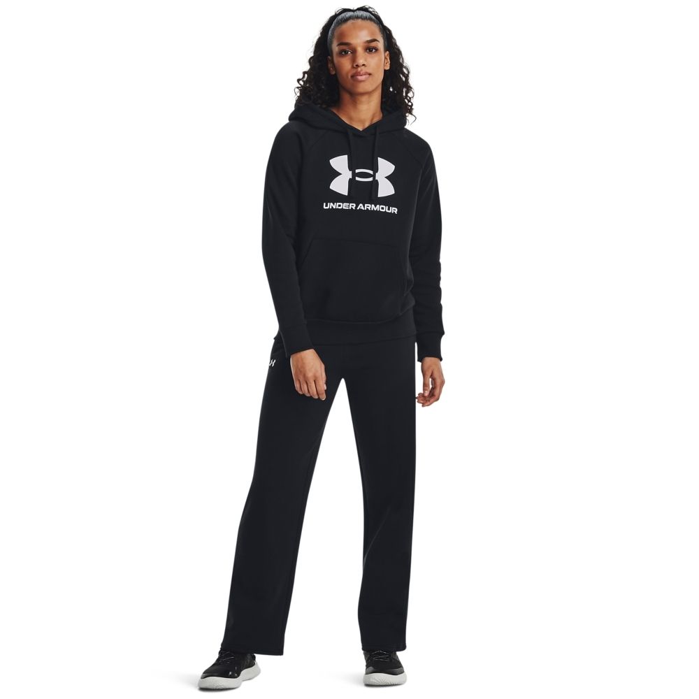 【UNDER ARMOUR】女 Rival Fleece Big Logo 連帽長袖套頭衫 1379501-001
