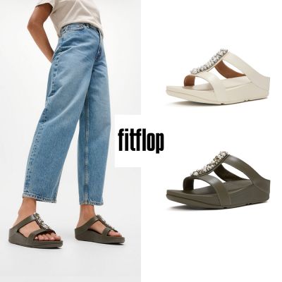 【FitFlop】FINO 珍珠水鑽 H 型涼鞋-女(多色)