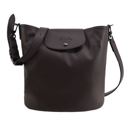 LONGCHAMP LE PLIAGE XTRA系列牛皮斜背翻蓋水桶包(摩卡)