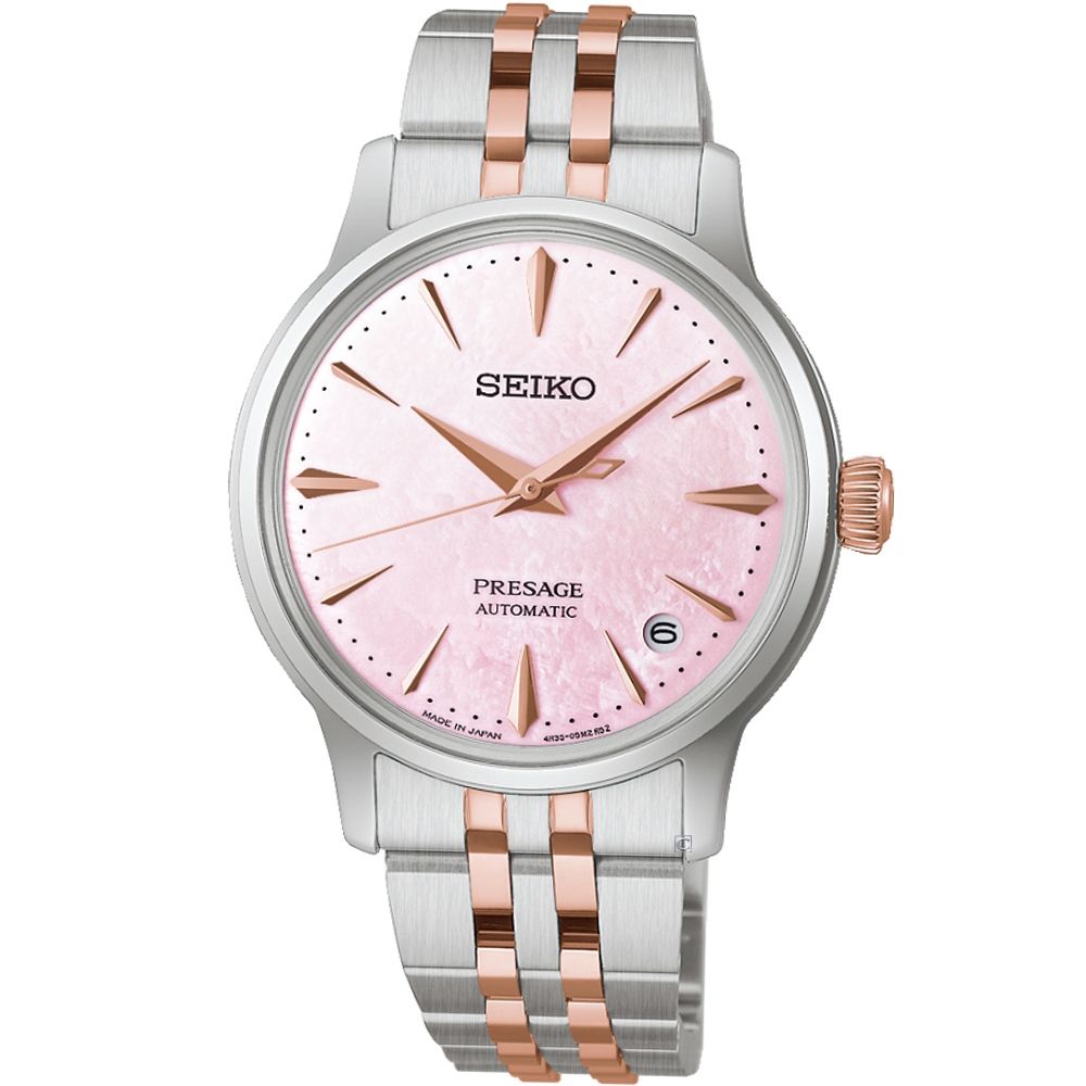 SEIKO 精工Presage Cocktail Time系列櫻花色機械錶女錶-4R35-06X0P