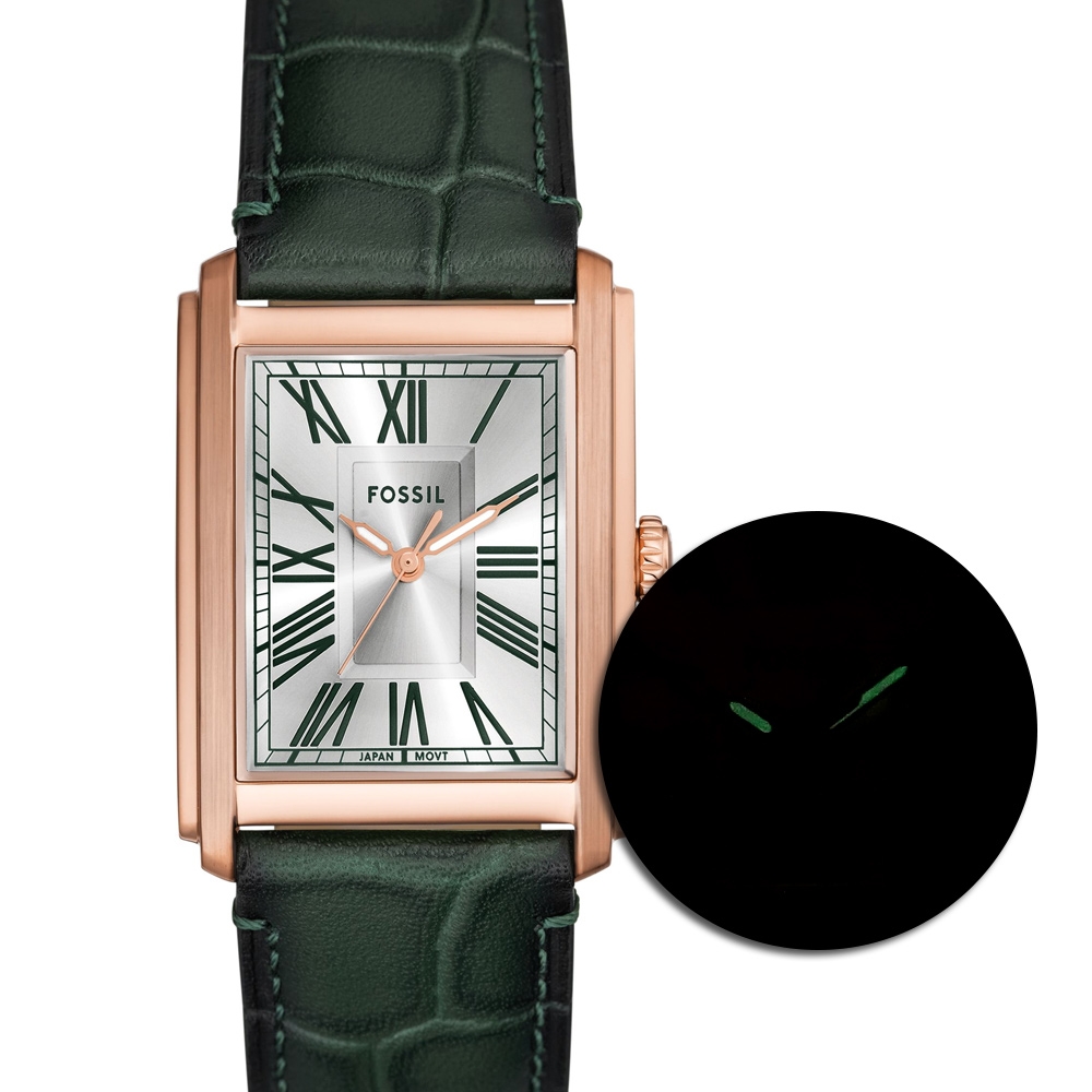 Fossil CARRAWAY グリーンクロコ 腕時計 クォーツ FS6077 Carraway Three-Hand Green Croco LiteHide™ Leather Watch - FS6077