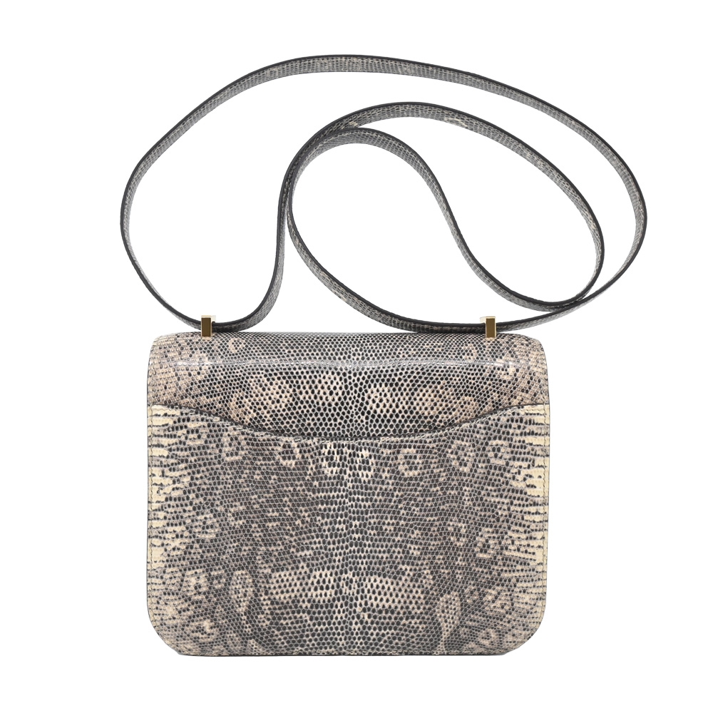 小物 HERMES Hermes 愛馬仕Constance 18cm 蜥蜴皮斜背包(1B自然/Z刻/金釦