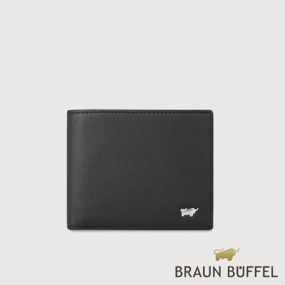 【BRAUN BUFFEL 德國小金牛】台灣總代理 彬達 4卡零錢袋皮夾-黑色/BF584-315-BK