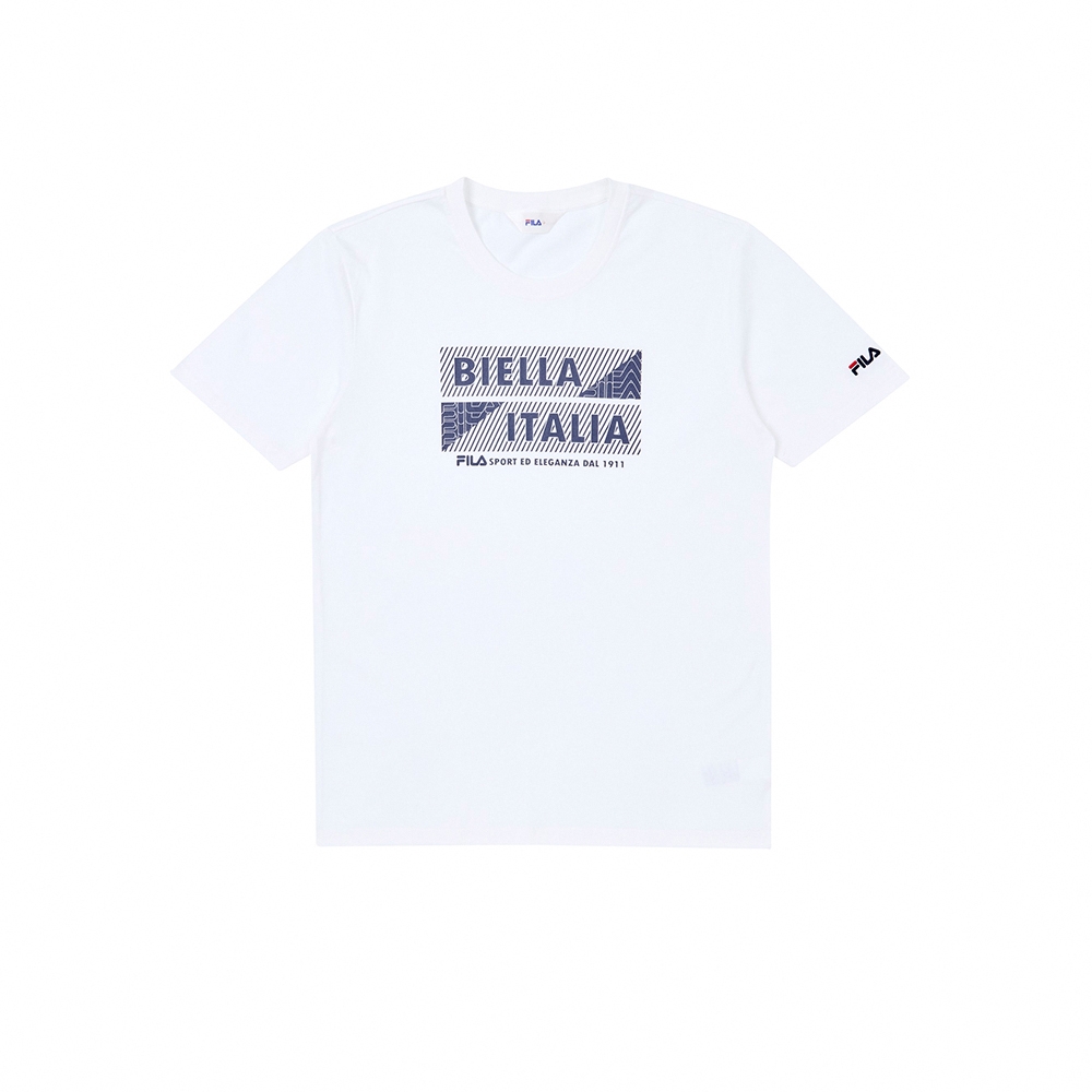 FILA 中性短袖圓領T恤-白色 1TEZ-1504-WT