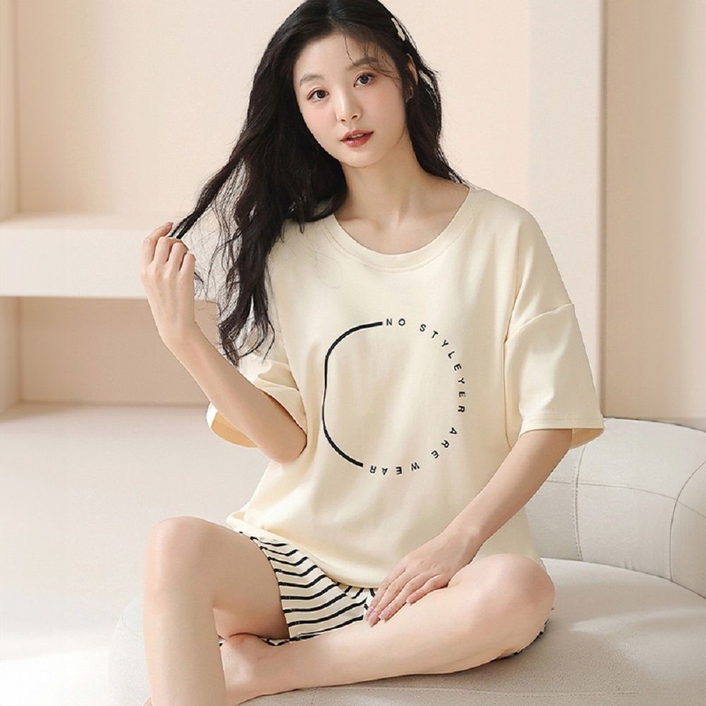 【藍尼居家】現+預 帶胸墊俏皮短袖居家睡衣(女睡衣/家居服/兩件式) (B)
