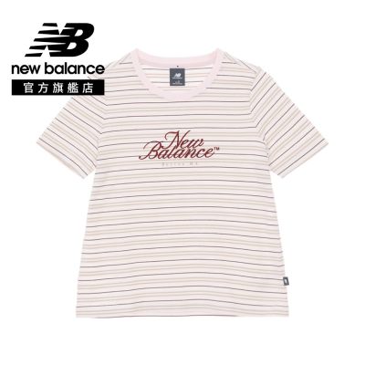 【New Balance】細條紋短袖上衣 女性 燕麥條紋 WT61R8WDSHY
