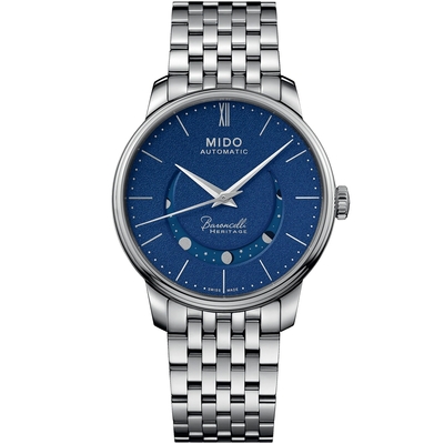 MIDO 美度 官方授權 Baroncelli 永恆系列 微笑月相機械錶 開學換新季 送禮推薦-39mm M0274071104000