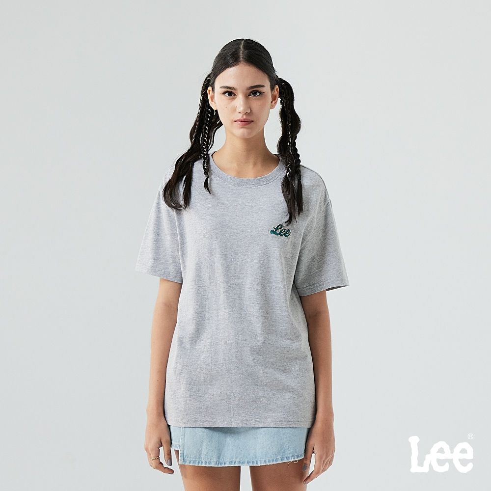 Lee 女款 男友版 小LOGO繡花短袖圓領TEE 三色 (灰色)