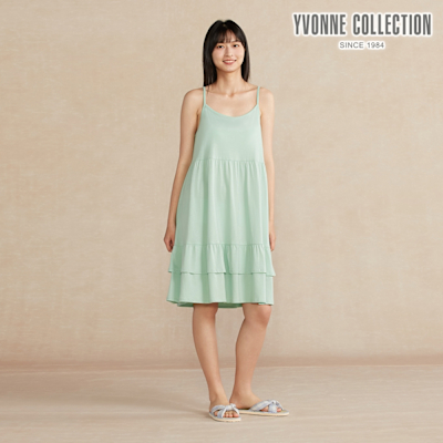 YVONNE 以旺傢飾 【蘆薈纖維】細肩帶洋裝-灰綠