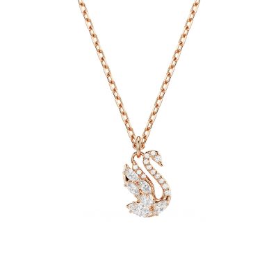 SWAROVSKI 施華洛世奇 Swan 優雅天鵝 白色鋯石項鍊 寵愛媽媽 送禮推薦-玫瑰金 5738203