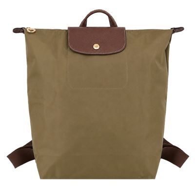 LONGCHAMP LE PLIAGE系列再生尼龍摺疊後背包(中/橄欖綠)