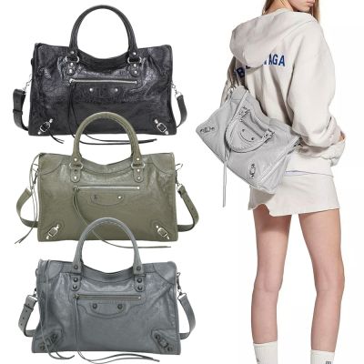 BALENCIAGA 巴黎世家 中款 Le City Arena Storico揉製羊皮手提/斜背機車包-多款可選