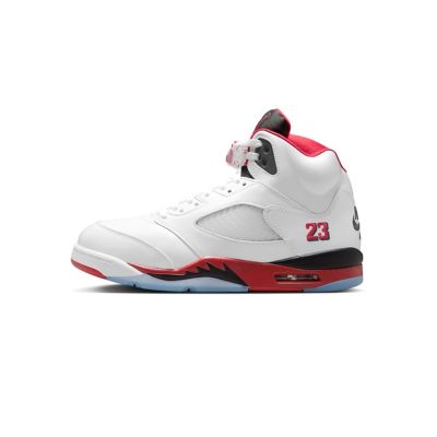 Air Jordan 5 Fire Red Black Tongue 經典復刻 白紅 男鞋 HQ7978-101