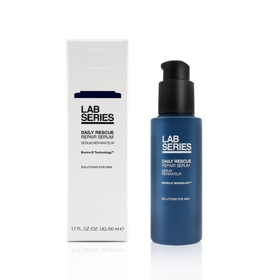 LAB Series 雅男士 活顏修護極究精華 50ml 是一款專為成人設計的高階保濕修護精華液，適用於臉部與眼部。其乳狀質地輕盈易吸收，能深入肌膚修復損傷，強化保濕力，改善肌膚乾燥與不均勻問題，適合各種膚質使用，是日常保養的必備品。