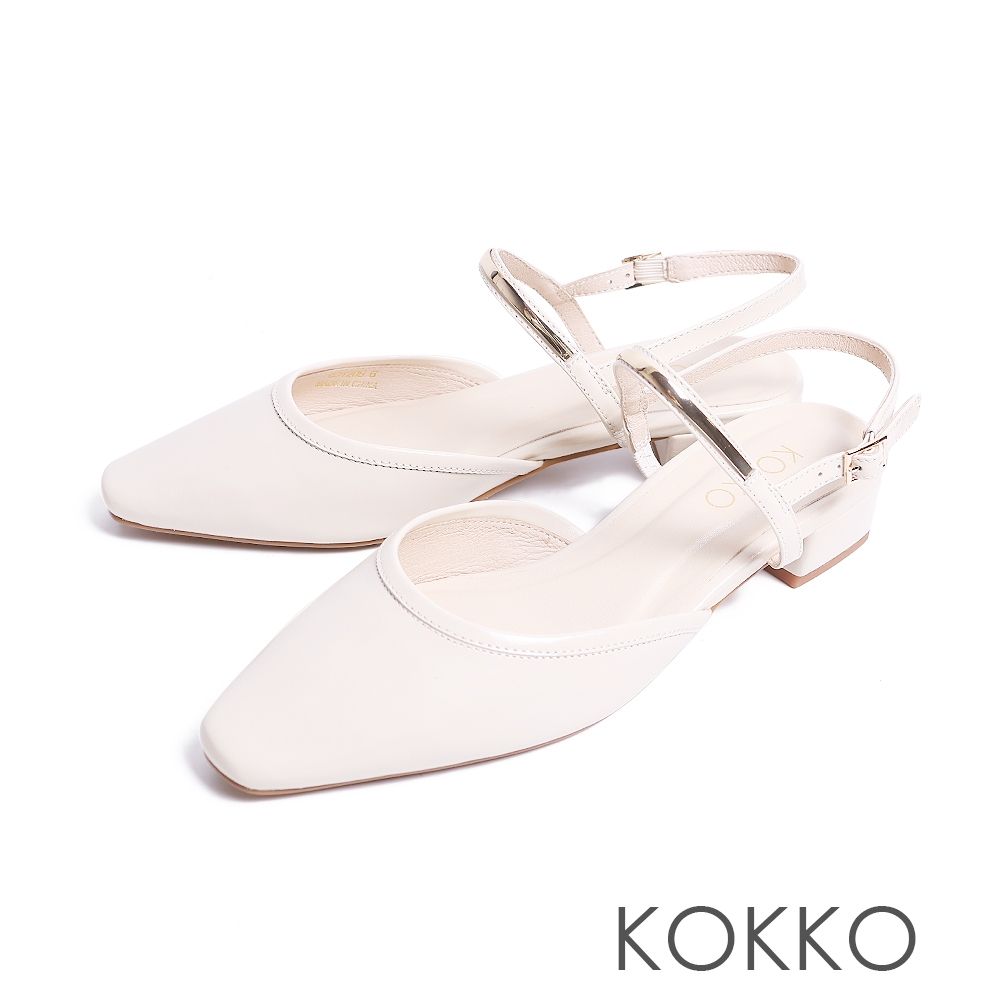 KOKKO唯美簡約後拉帶包鞋米白色