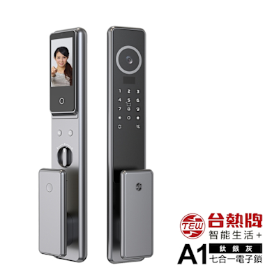 台熱牌TEW 台熱牌推拉式電子鎖A1(人臉/指紋/密碼/卡片/鑰匙/APP遠端開門/雙向通話)(附基本安裝)