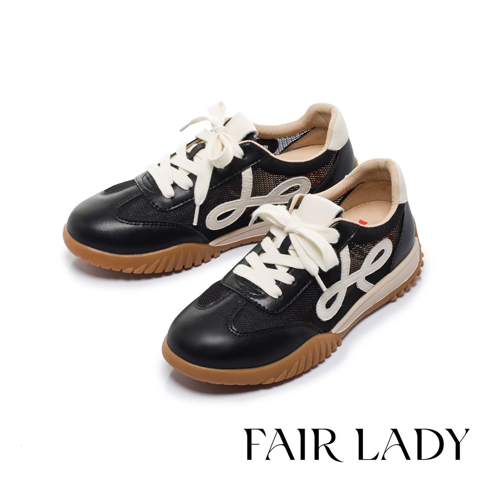 FAIR LADY 軟實力 簡約甜美拼色軟底休閒德訓鞋 黑 (5M3133)