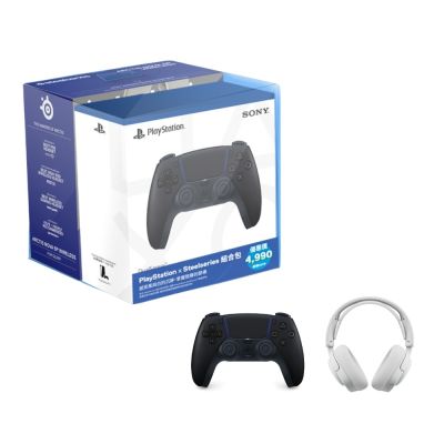 索尼Sony PS5 DualSense 黑無線控制器＋賽睿SteelSeries Arctis Nova 5 無線電競耳機麥克風 PS版 白 台灣公司貨