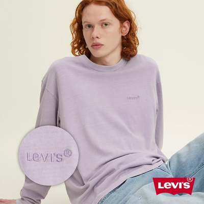 Levis Fresh果漾系列 男款 復古寬鬆版長袖素T / 精工刺繡Logo / 天然染色工藝 薰衣草紫
